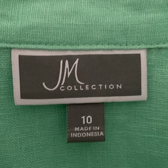 JM Collection Women’s Pastel Mint 100% Linen Button Down Shirt Size 10 - Picture 5 of 7